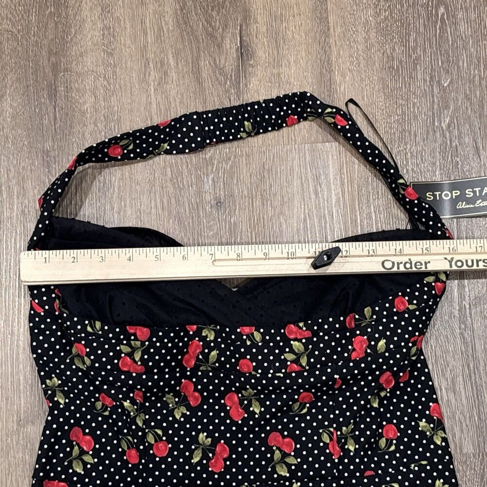 Stop Staring Dress Womens XL Wiggle Midi Retro Pinup Black Cherry Halter NEW - Picture 5 of 15